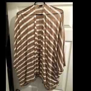 Sheer beige and white shrug with stripes